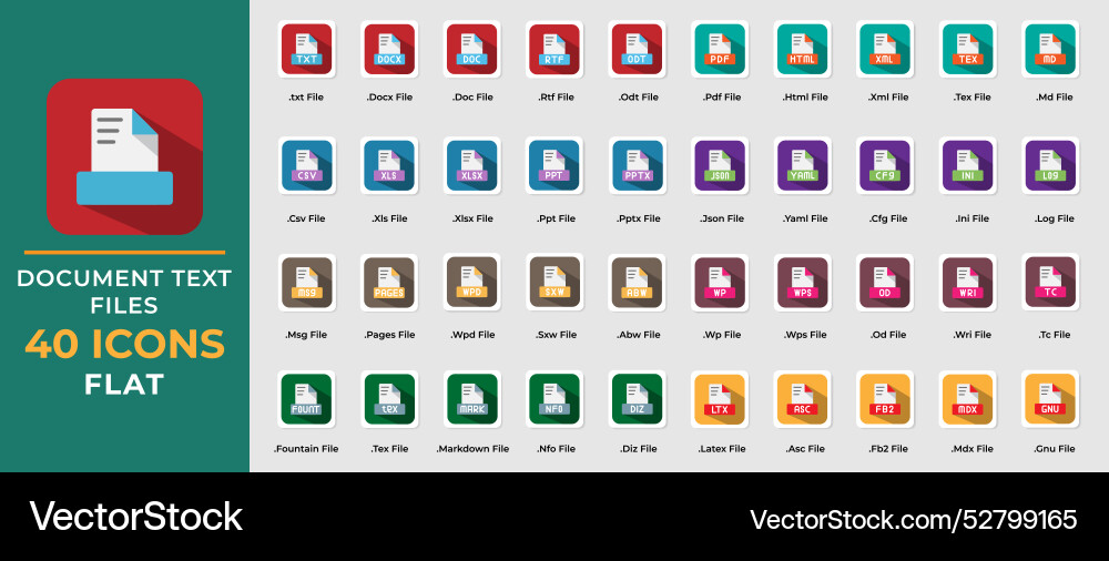 Document text file flat icon set txt ppt pdf doc Document text file flat icon set txt ppt pdf doc vector image