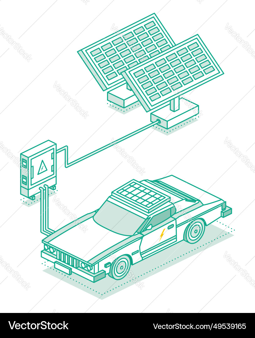 Electric car charging on renewable energy vector image