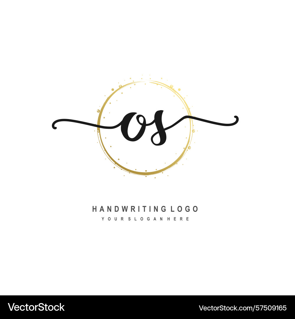 Os initial handwriting logo with circular wave Vector Image
