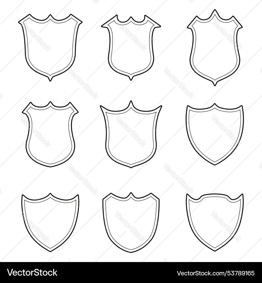 Set of different shields for security concept Set of different shields for security concept Vector Image