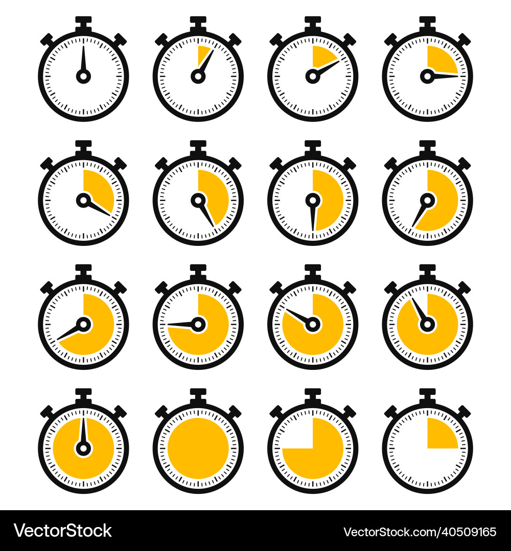 Stopwatch Timer Icons - Clock Set Vector Image