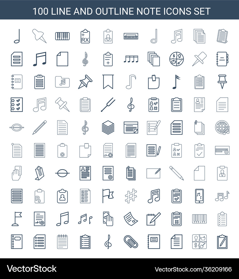 100 note icons (36209166) – Free Vector | VectorStock
