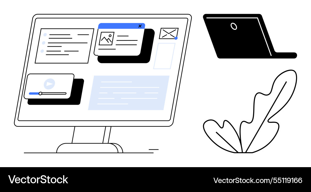 Digital workspace with computer screen laptop Digital workspace with computer screen laptop vector image