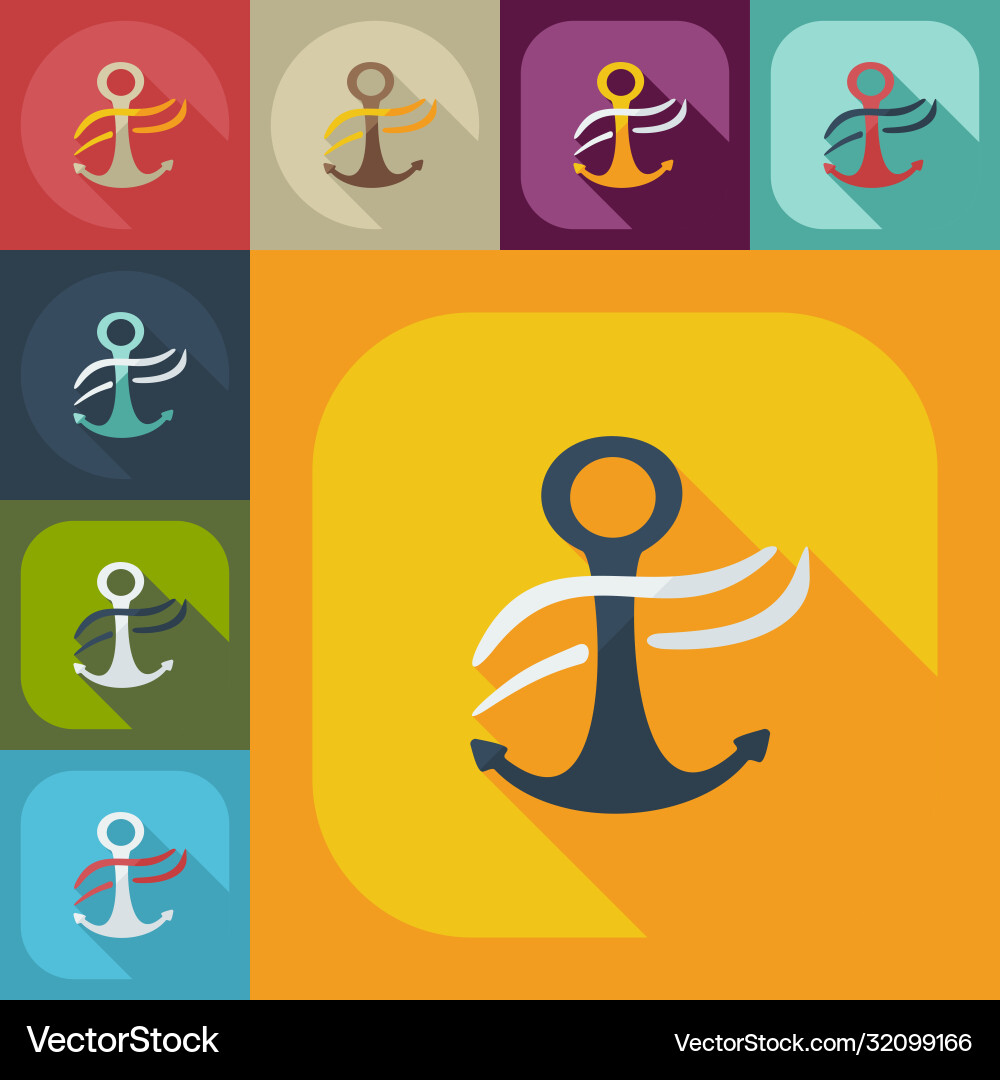 Flat concept set modern design with shadow sailing Flat concept set modern design with shadow sailing Vector Image