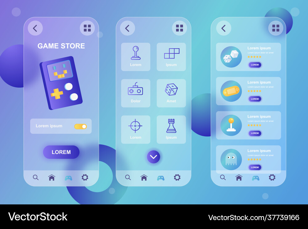 Game store neumorphic elements kit for mobile app Game store neumorphic elements kit for mobile app vector image