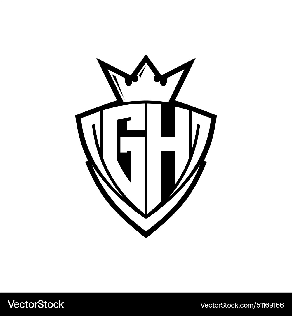Gh letter logo with sharp triangle shield shape Vector Image