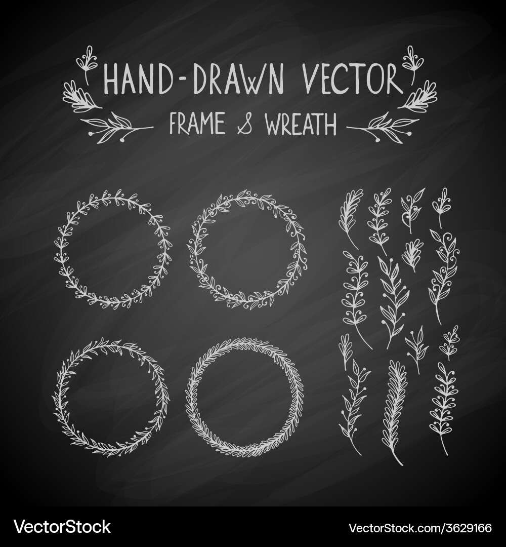 Hand Drawn Wreath and Frame vector image