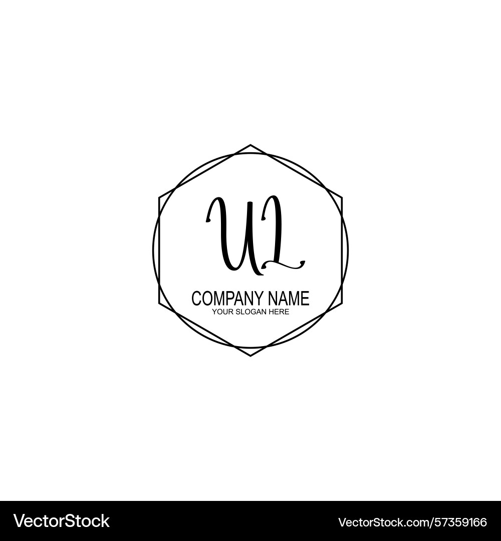 Minimalist handwritten ul initial logos with soft Vector Image
