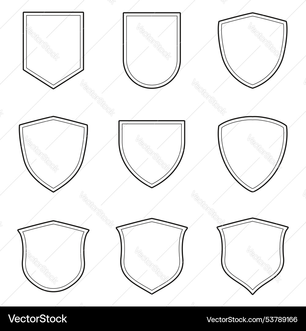 Set of different shields for security concept Vector Image
