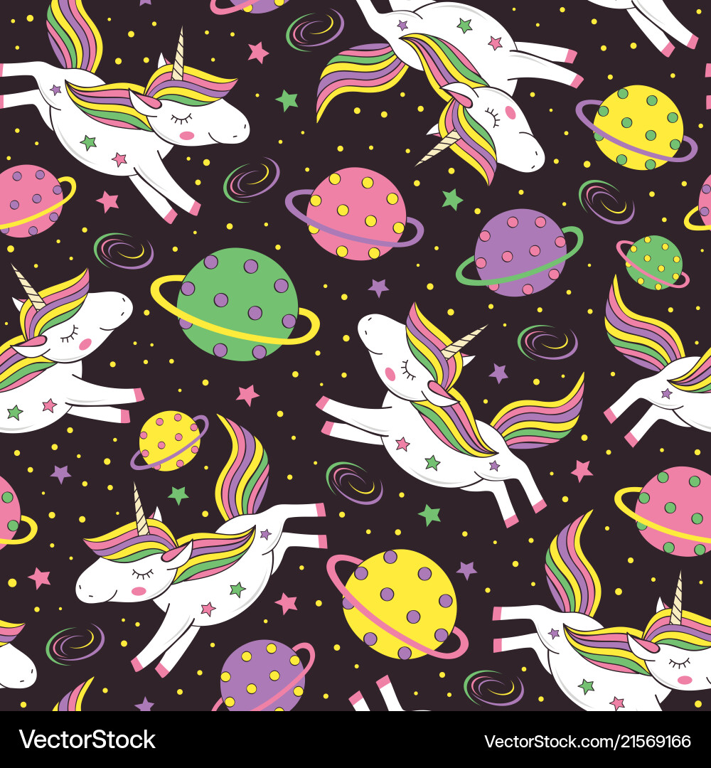 Unicorn in Space Pattern vector image