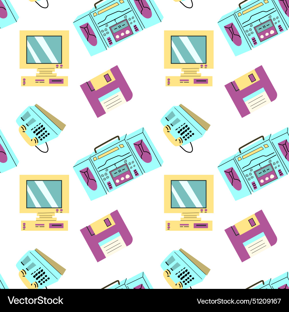 90s retro elements seamless pattern style Vector Image