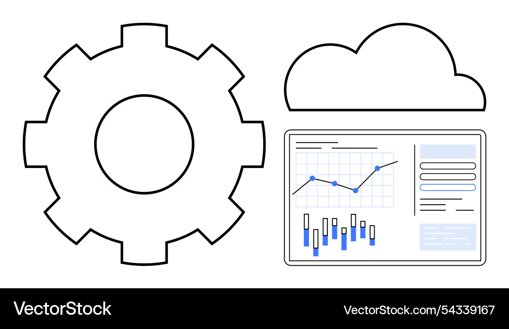 Data analytics visualization with gear cloud Data analytics visualization with gear cloud vector image
