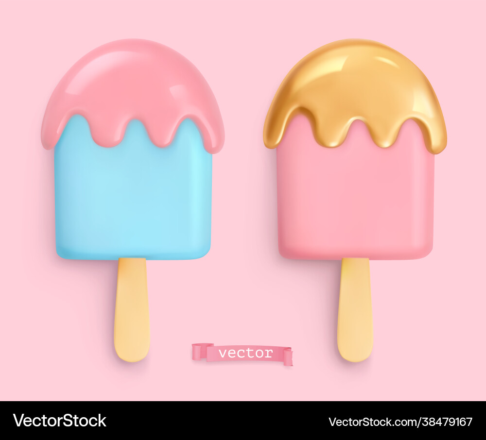 Ice cream 3d realistic objects Ice cream 3d realistic objects vector image