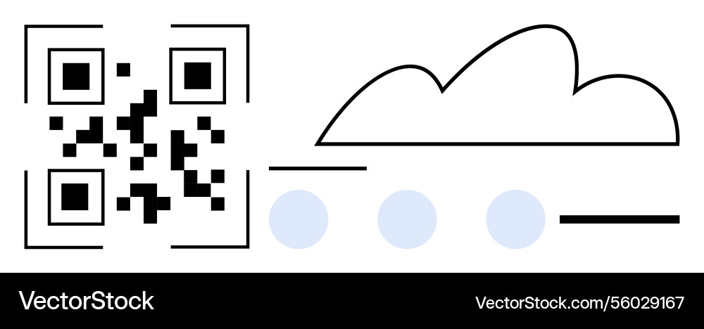 Qr code and cloud with minimalist design Qr code and cloud with minimalist design vector image