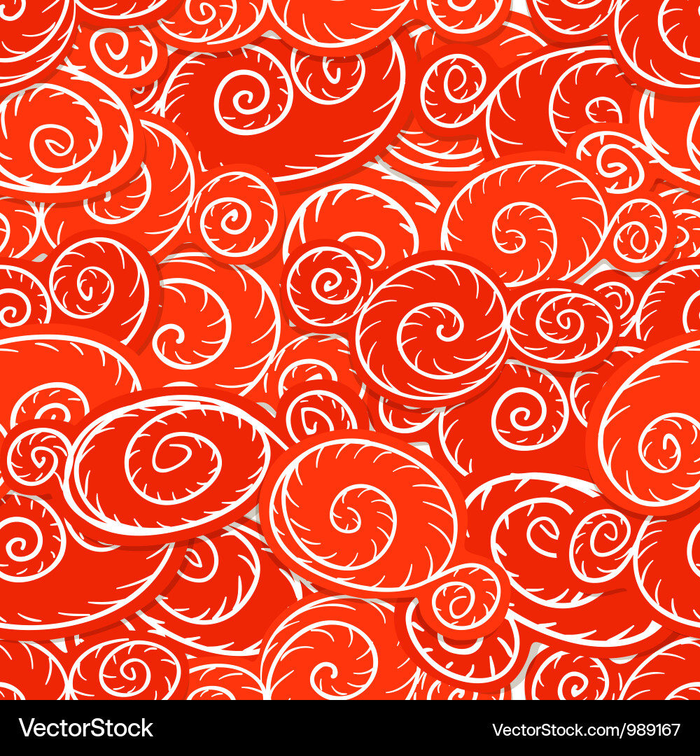 Seamless background of red curled abstract clouds Vector Image