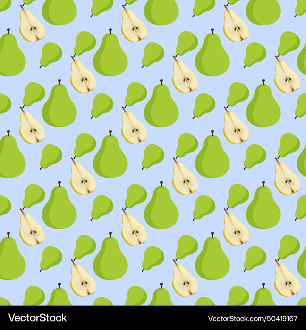 Split pear seamless pattern design Split pear seamless pattern design vector image