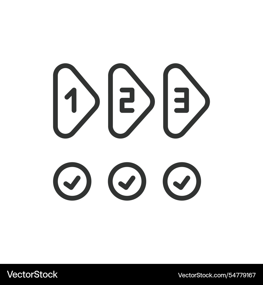 Three steps forward icon in line design Three steps forward icon in line design Vector Image