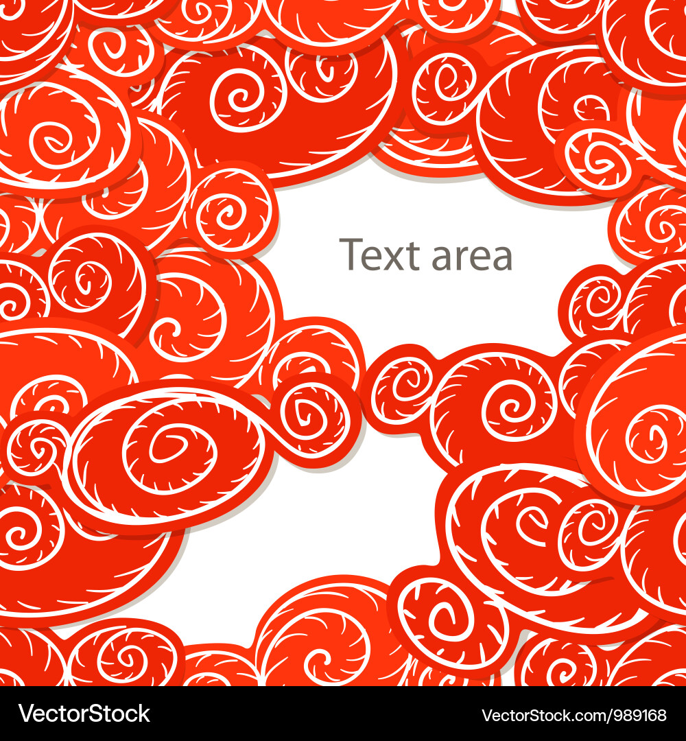 Background of red curled abstract clouds with blan vector image