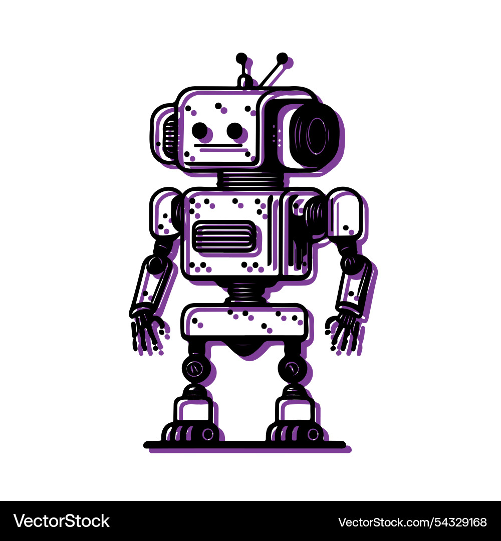 Cute retro robot character design concept Vector Image