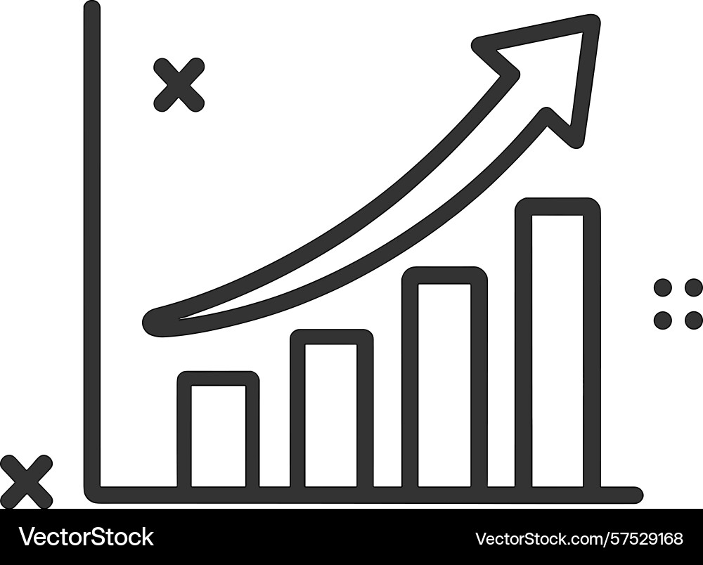 Graph showing upward trend in data analysis amid Graph showing upward trend in data analysis amid vector image