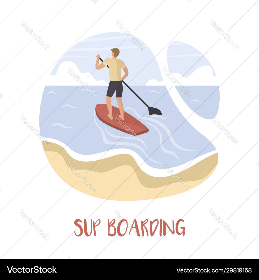 Man Paddling auf SUP Board Vektorbild