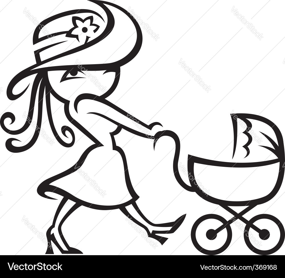 Mother and Child Stroller Vector Image