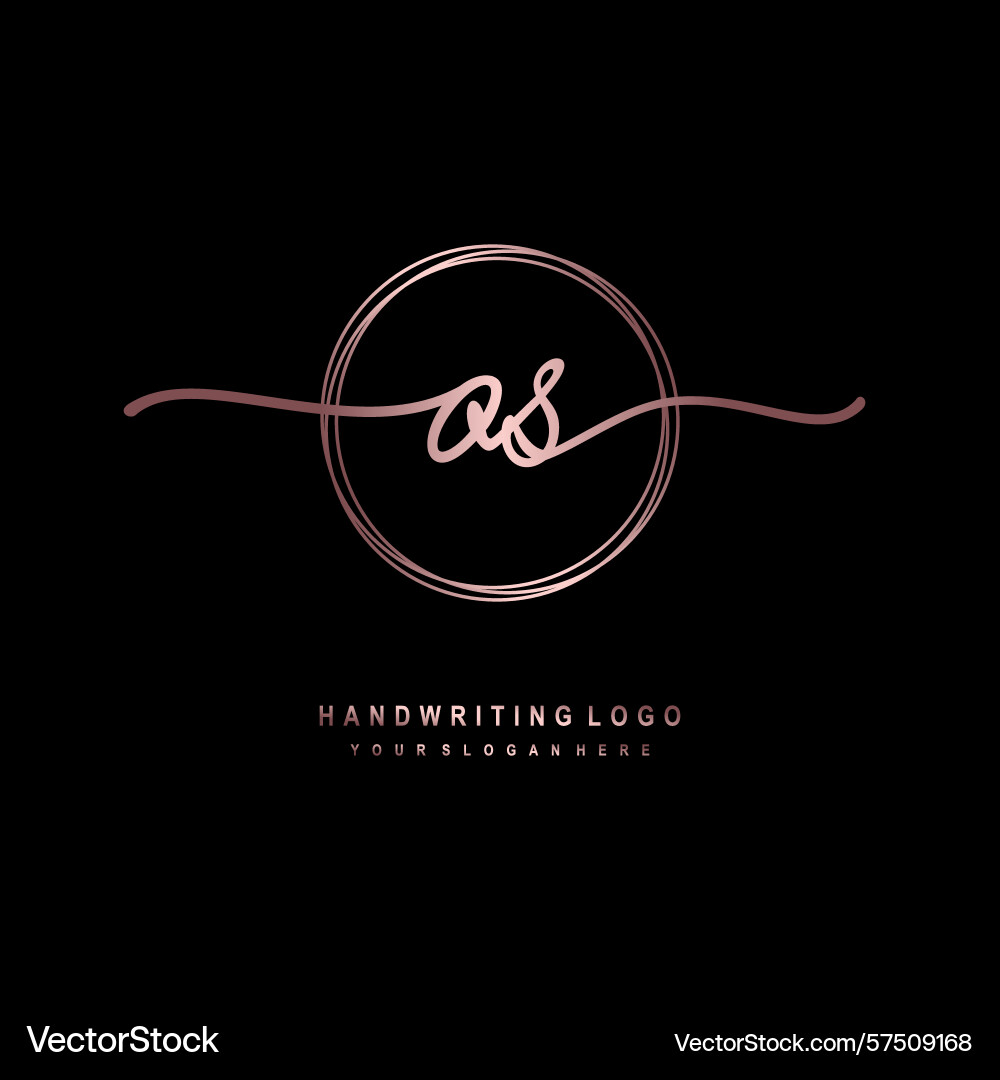 Os initial handwriting logo with circular wave Vector Image