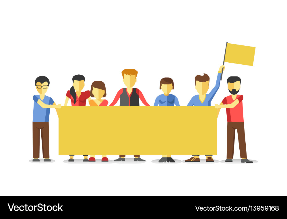 Protesting Crowd with Empty Banner vector image