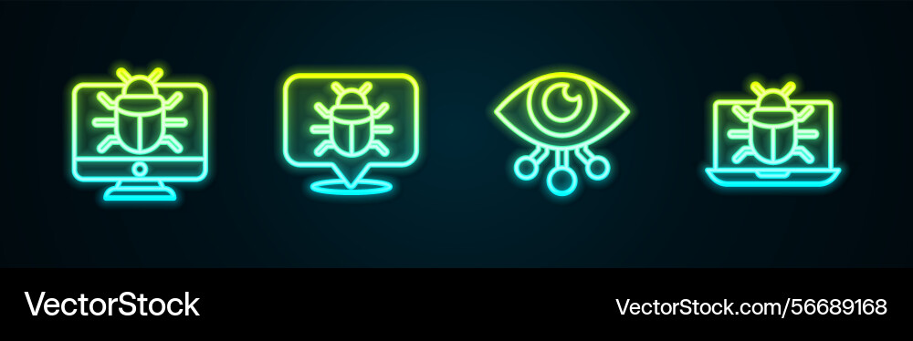 Set line system bug on monitor eye scan Set line system bug on monitor eye scan vector image