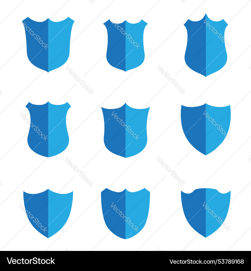 Set of different shields for security concept Vector Image