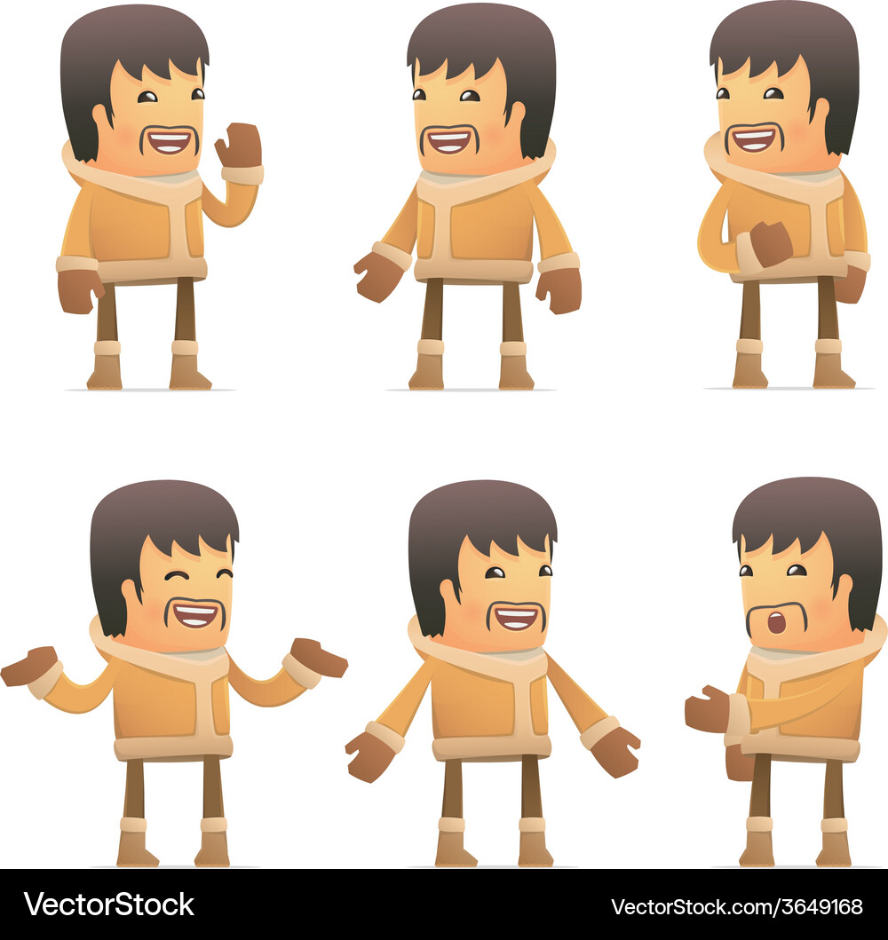 Set of eskimo character in different poses Vector Image