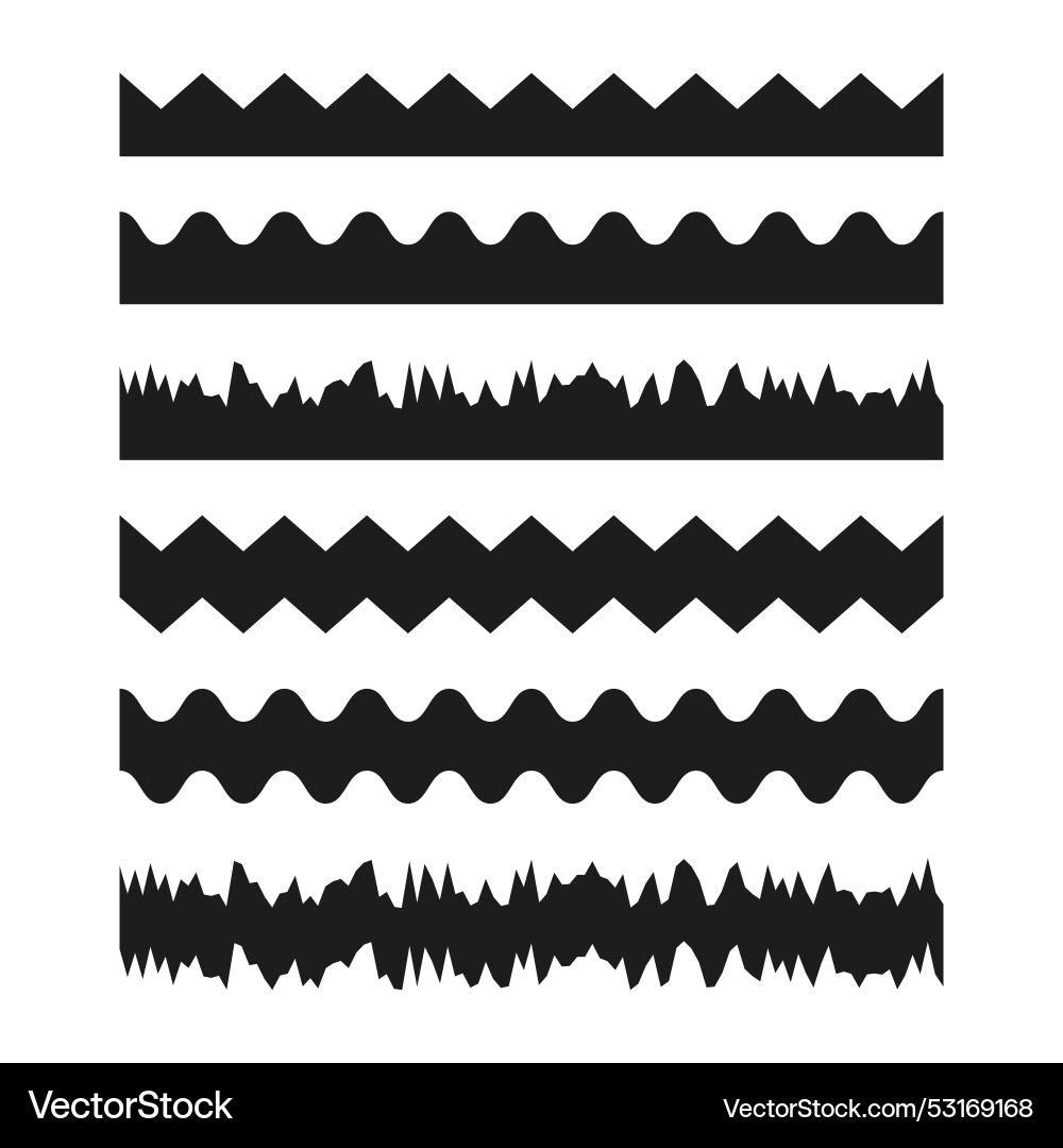 Zigzag and wavy lines black pattern variations Zigzag and wavy lines black pattern variations vector image