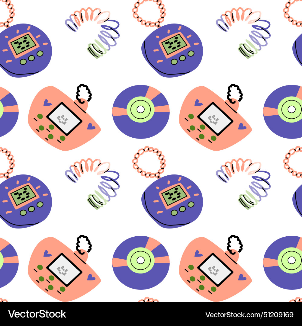 90s retro elements seamless pattern style 90s retro elements seamless pattern style vector image