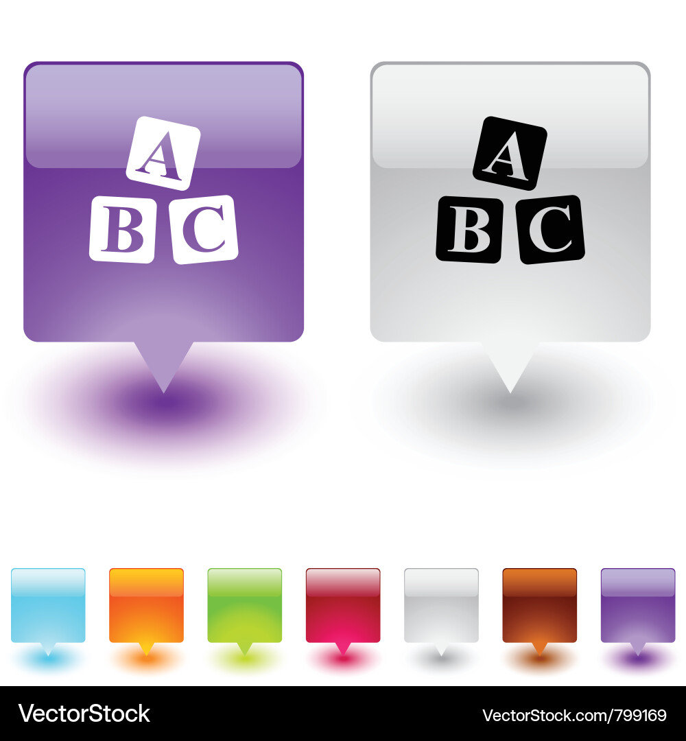 Abc cubes square button Vector Image