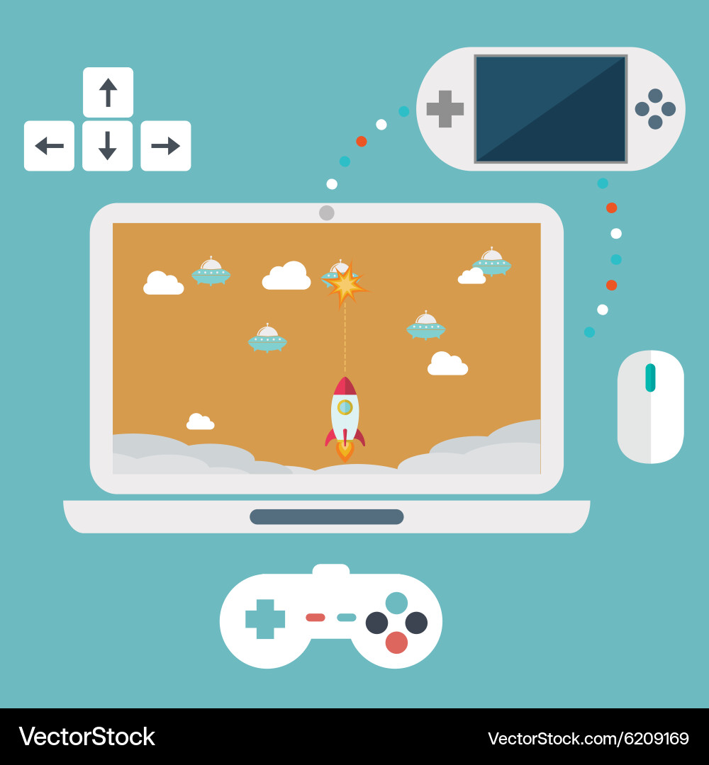Abstract flat of game development concepts design Vector Image