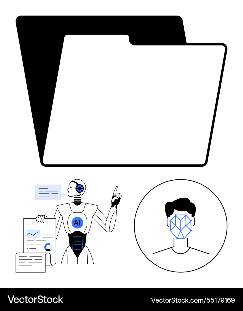 Artificial intelligence concepts with data folder Vector Image