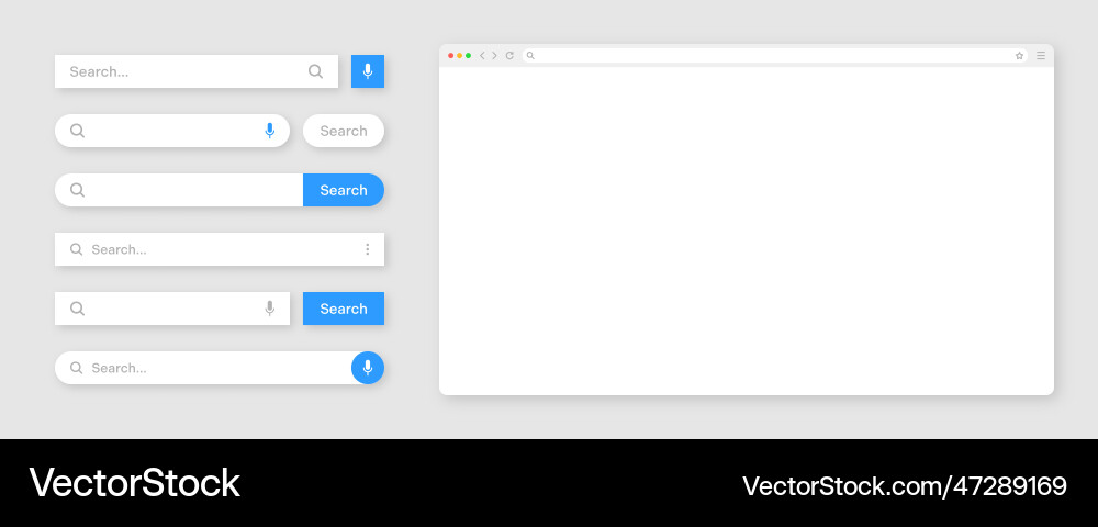 Blank internet browser window with various search Blank internet browser window with various search vector image