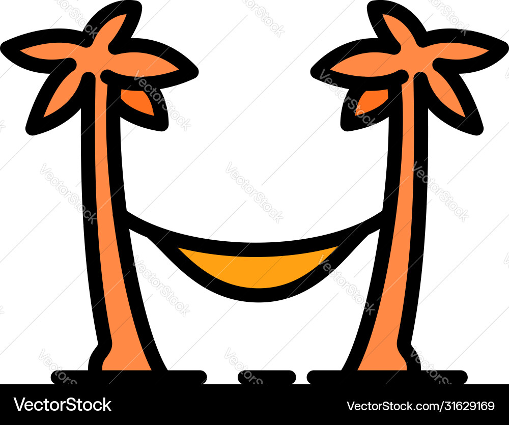 Palm tree and hammock icon outline style Vector Image