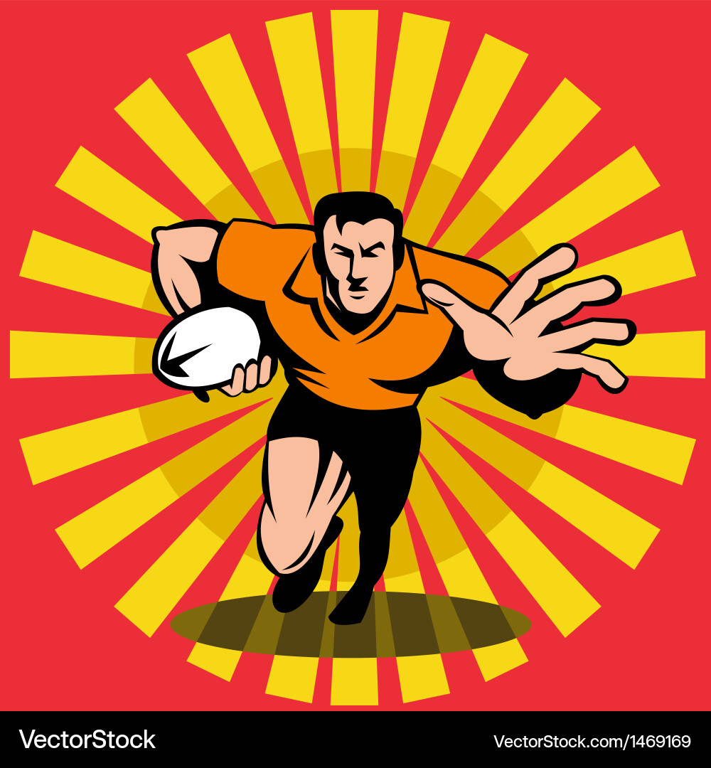 Rugby player running fending attacking Royalty Free Vector