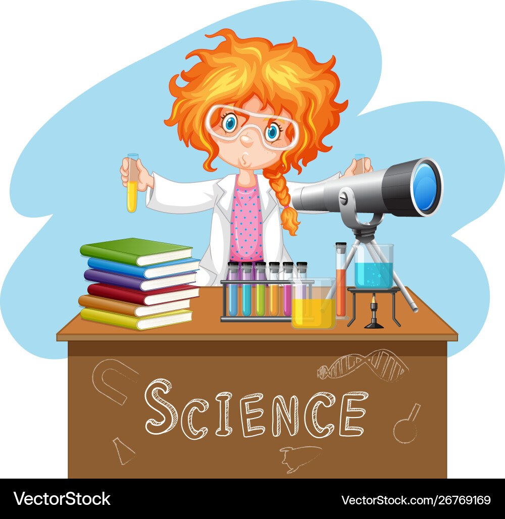 Scientist working with science tools in lab Scientist working with science tools in lab vector image