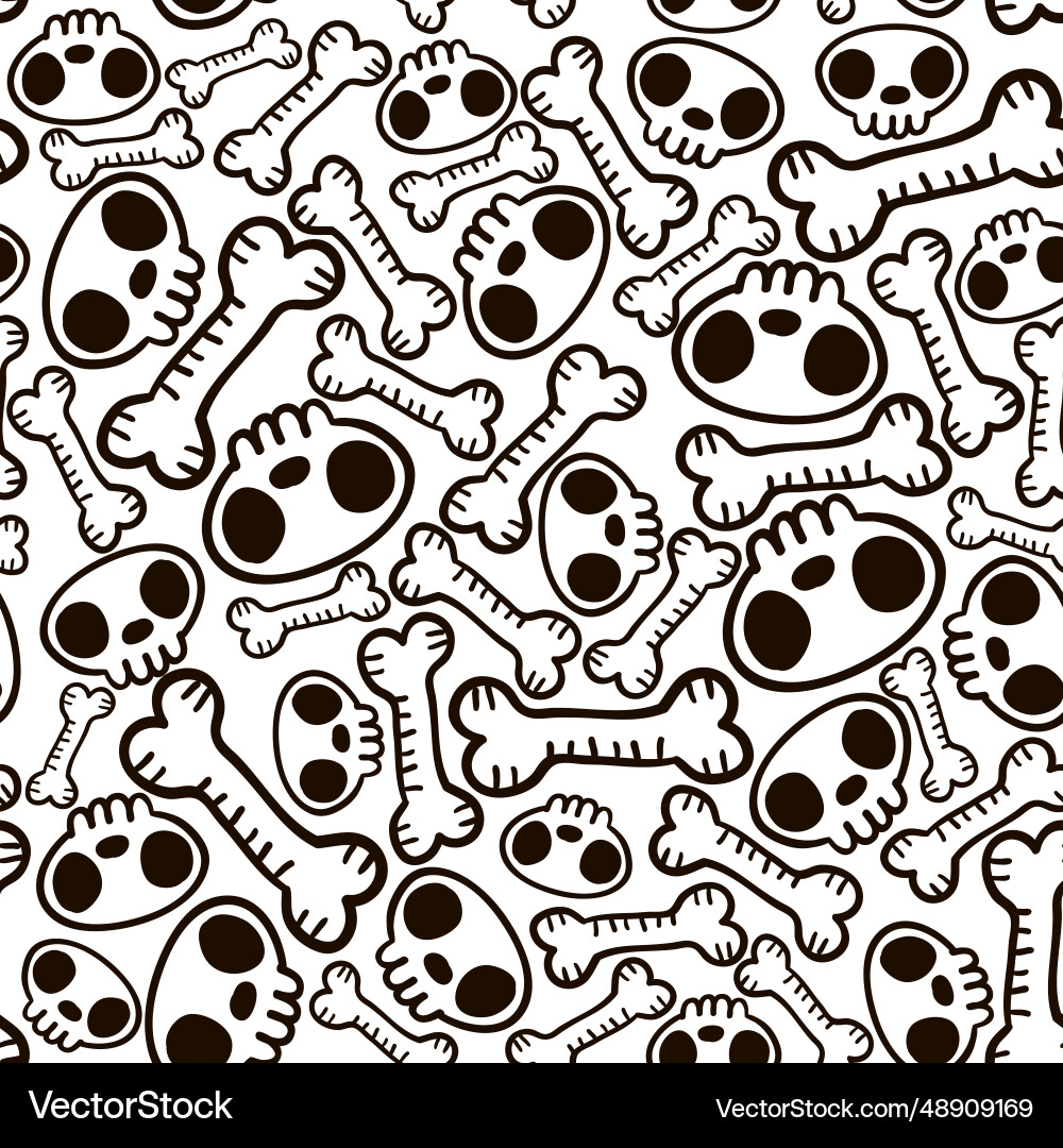 Seamless pattern with skulls and bones Seamless pattern with skulls and bones Vector Image