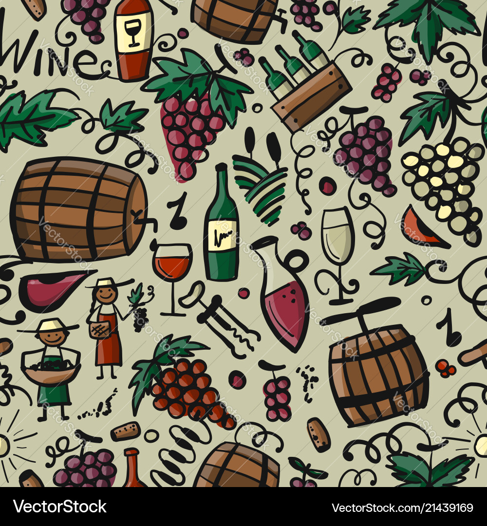 Winery seamless pattern for your design Royalty Free Vector