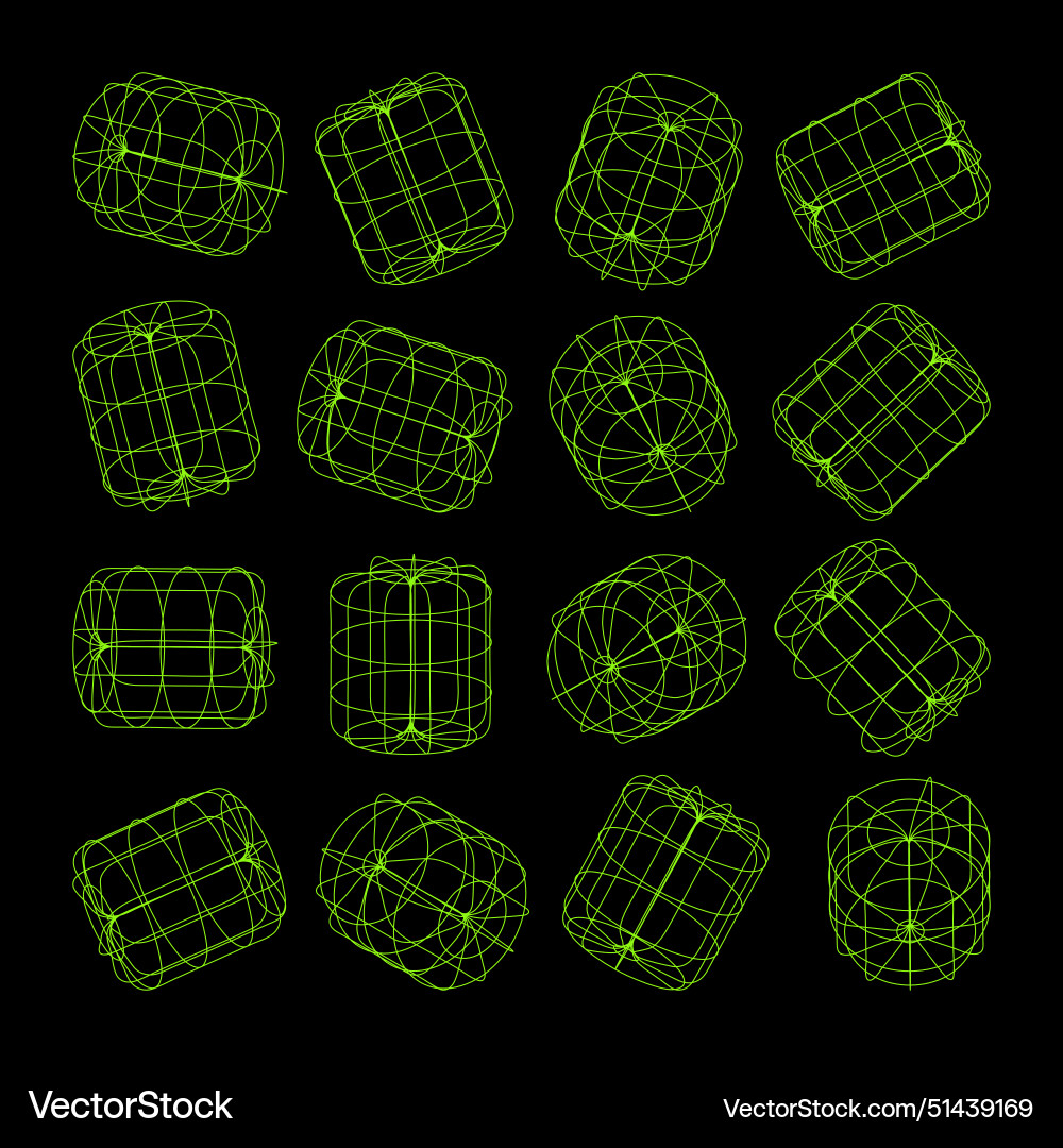 Wireframe lined shapes perspective mesh 3d grid Wireframe lined shapes perspective mesh 3d grid vector image
