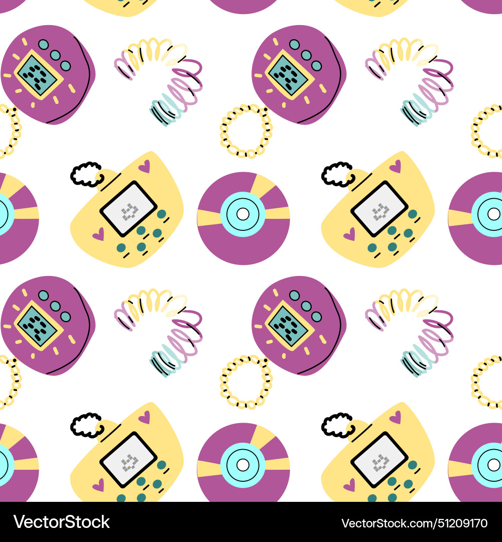 90s retro elements seamless pattern style 90s retro elements seamless pattern style vector image
