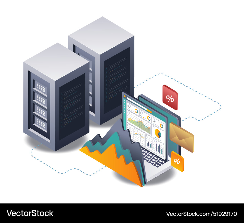 Business data analysis for server development vector image