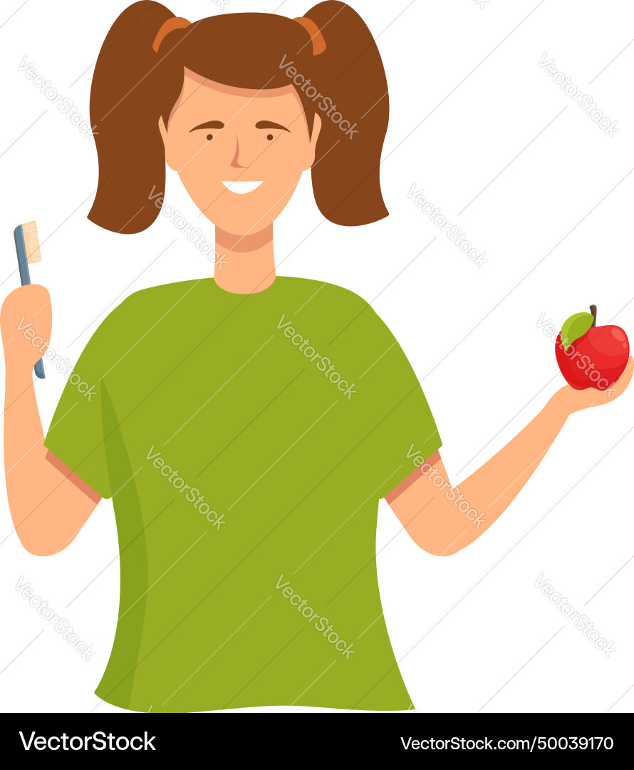 Healthy girl teeth icon cartoon medical Healthy girl teeth icon cartoon medical vector image