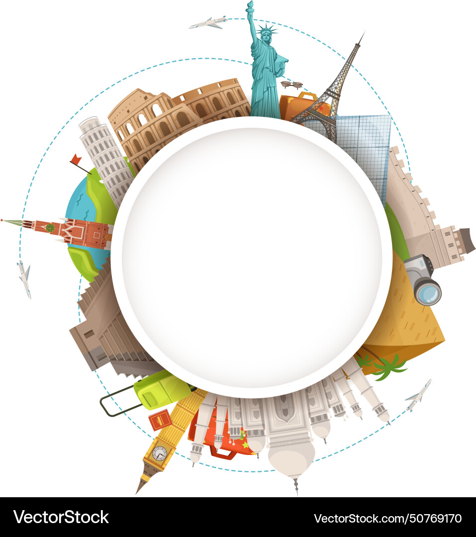 Reise-Tourismus-Logo mit berühmtem Weltmark Reise-Tourismus-Logo mit berühmtem Weltmark vektorbild