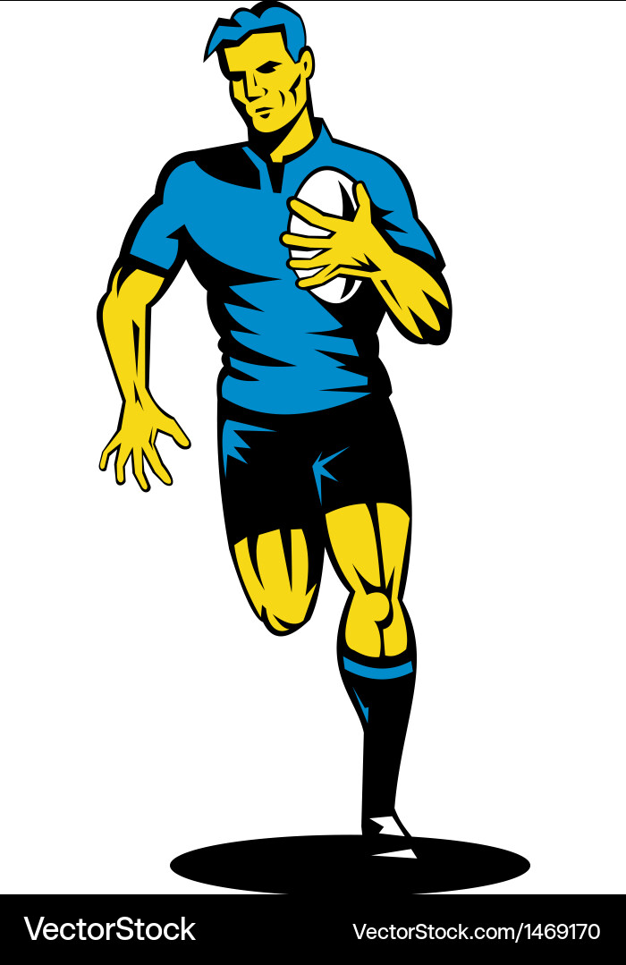 Rugby player running the ball vector image