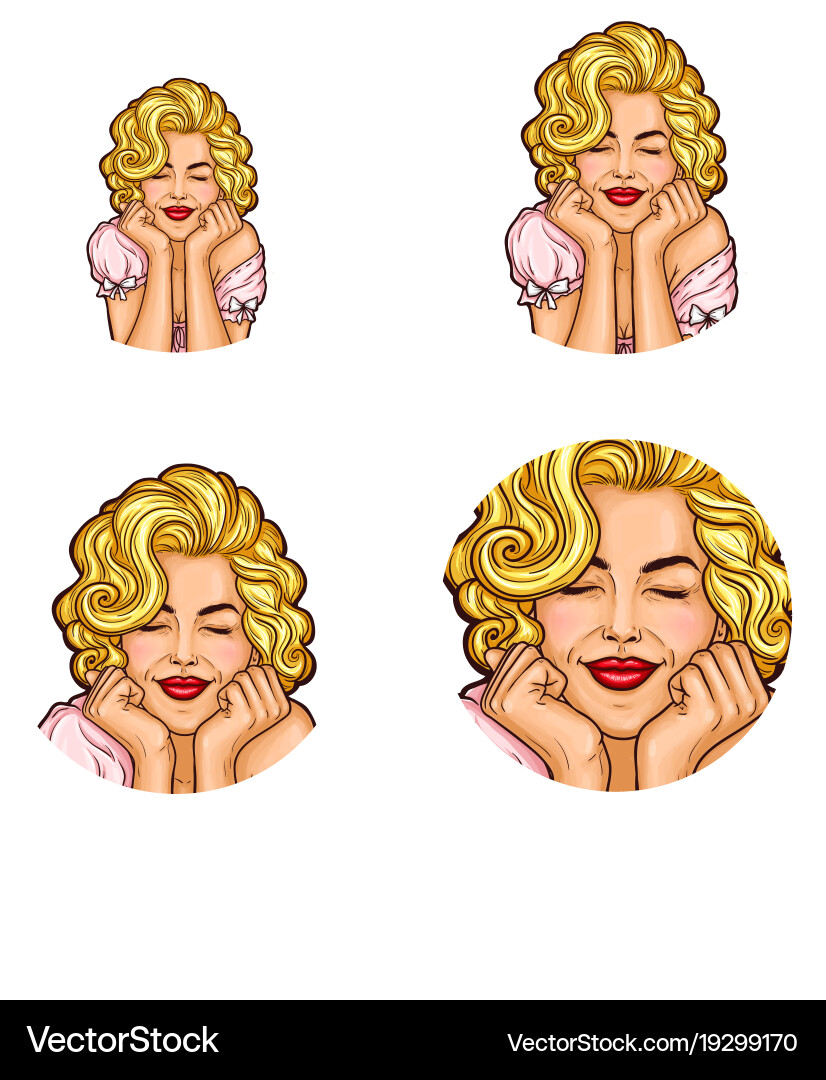 Set of pop art round avatar icons for users vector image