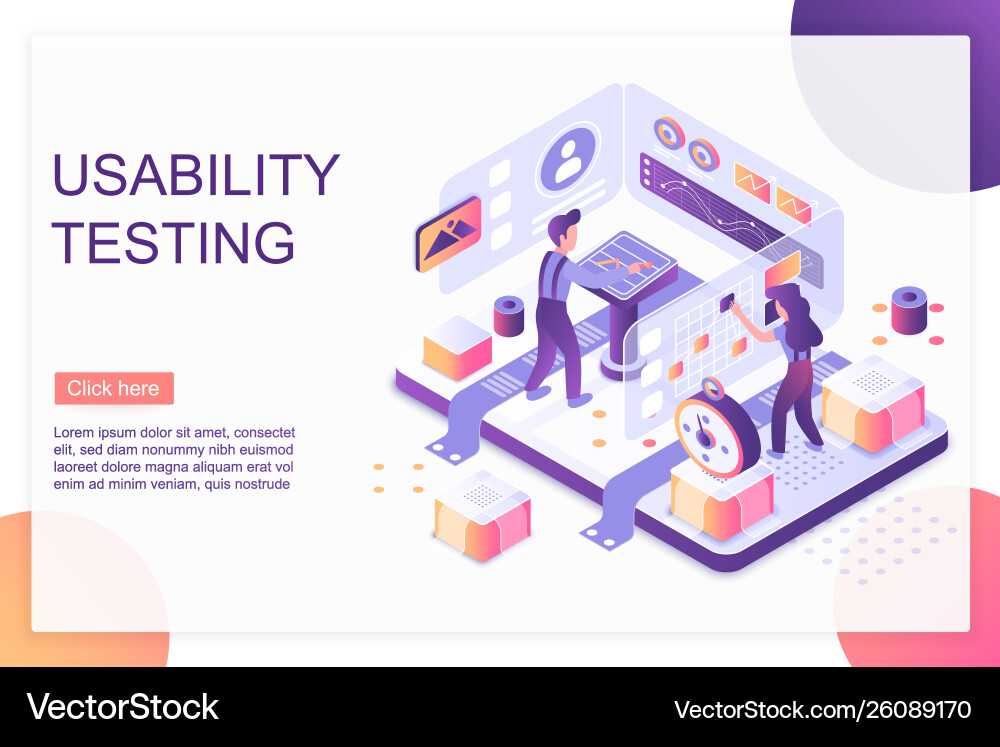 Usability Testing Isometric Template vector image